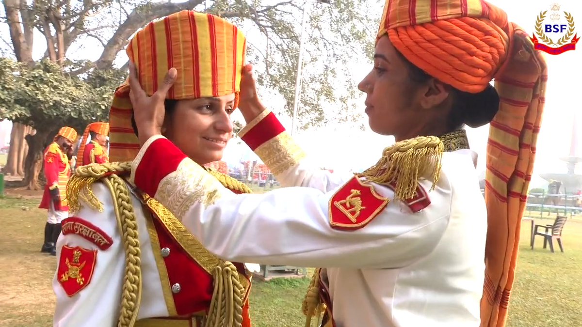 Behind-the-scenes activity of BSF Camel Contingent before the #RepublicDayParade Rehearsals. Watch them on #KartavyaPath on the occasion of #RepublicDayParade2023 #RepublicDayIndia #BSFNaariShakti #NaariShakti #womenpower
