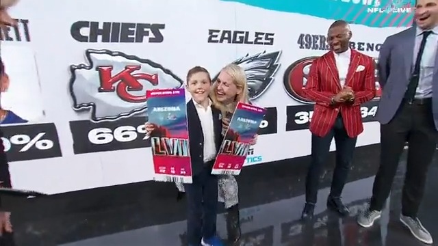Booth, a Make-A-Wish America kid, visited ESPN’s campus today and had a big surprise waiting for him on NFL Live — ESPN and the NFL are sending him to the Super Bowl! 🎟 #SuperBowlSurprise