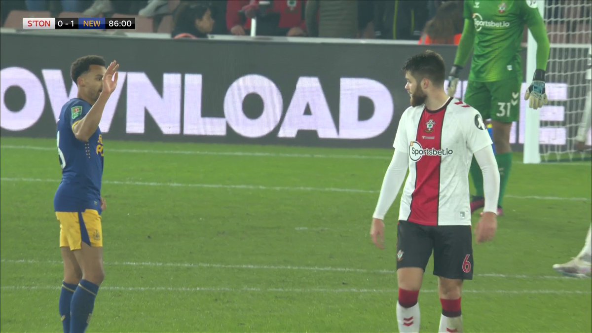Jacob Murphy waving goodbye to Duje Ćaleta-Car after he gets sent off 🟥😅