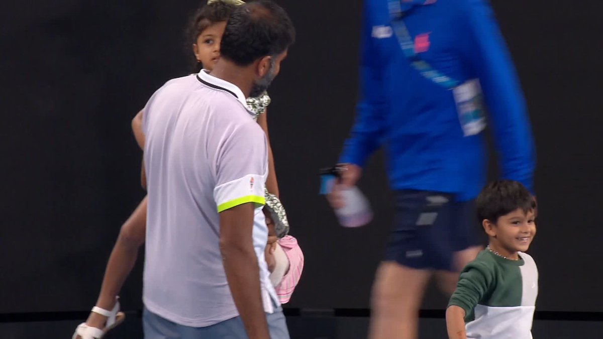Wholesome content alert 👶 Sania Mirza's son, Izhaan, ran out on court to celebrate her reaching the #AusOpen mixed doubles final 🥰 #AO2023
