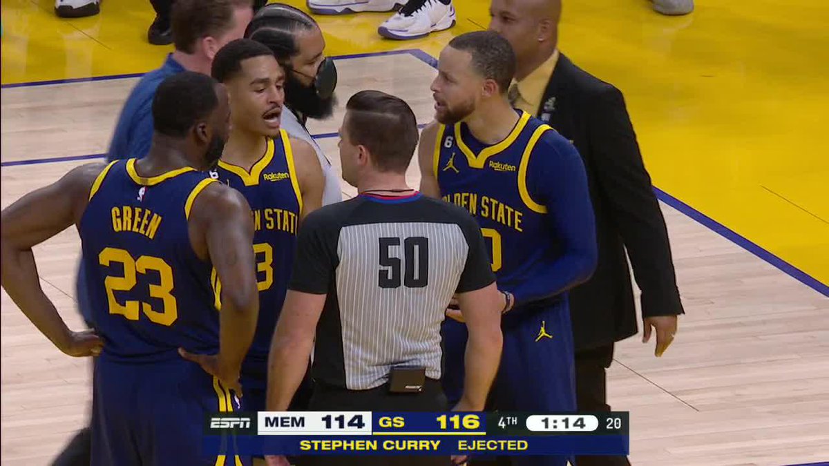 Steph was ejected after throwing his mouthguard.