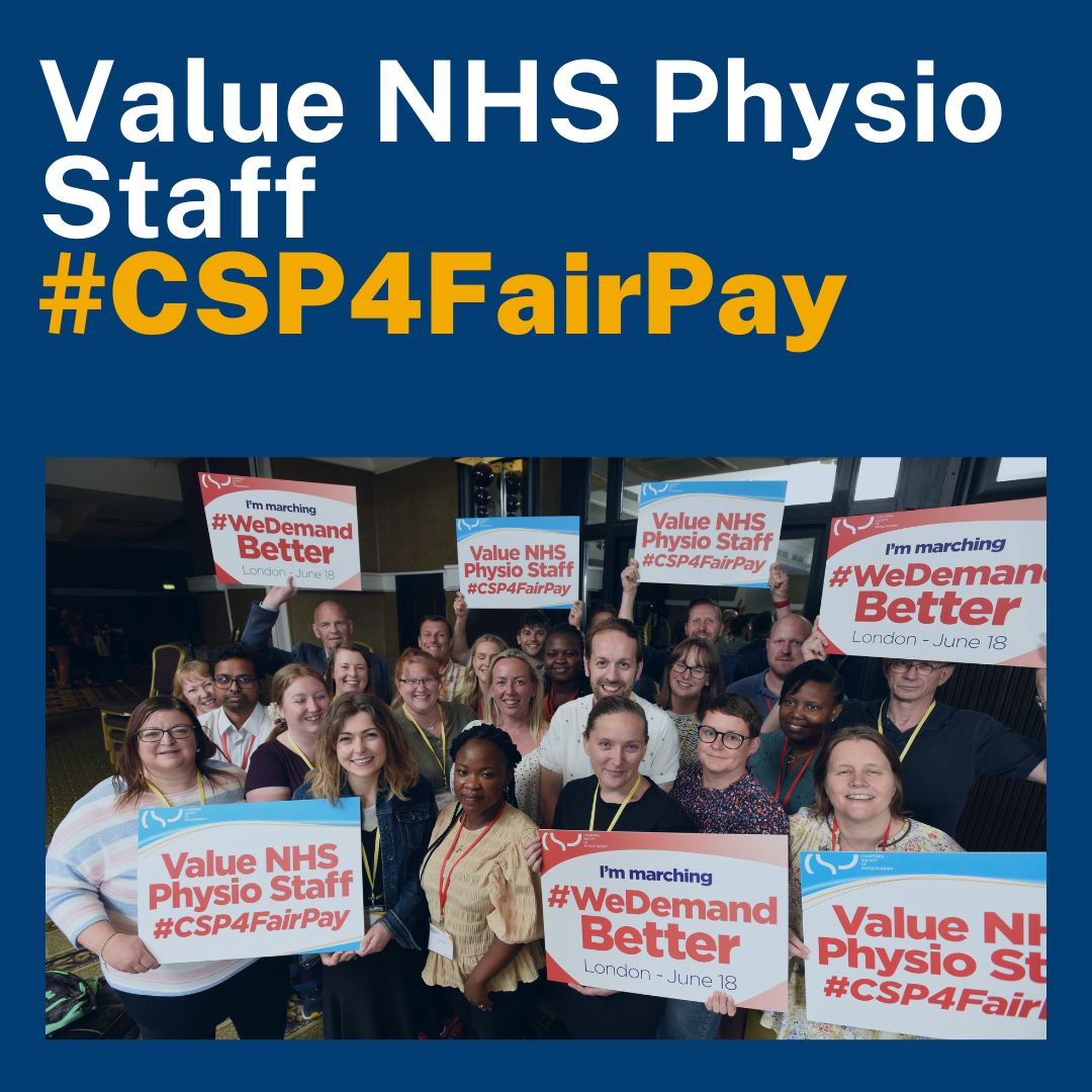 NHS physiotherapy staff in England are taking part in strike action over pay for the first time in our history. Physiotherapy staff have been left with no choice but to strike. Show your support using #CSP4FairPay.