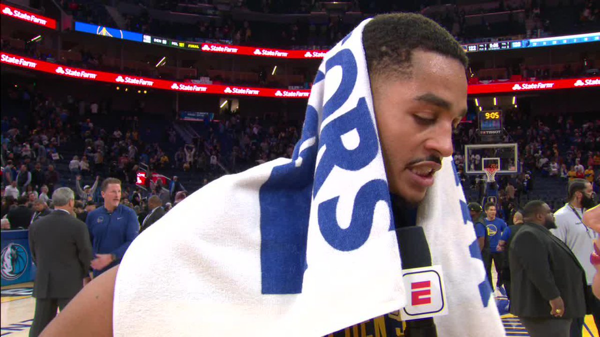 "No reason he should be thrown out in the last three minutes of the game. He's one of the greatest players of all time." —Jordan Poole on Steph's late-game ejection