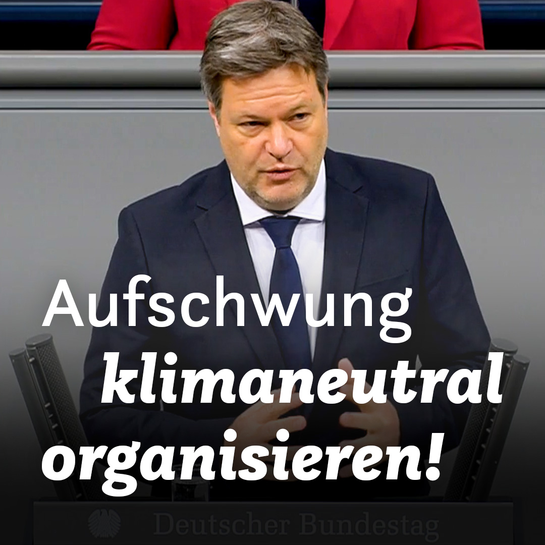 Wir brauchen den klimaneutralen Aufschwung in unserem Land! Das hat Robert Habeck heute in seiner Rede zum #Jahreswirtschaftsbericht im Bundestag deutlich gemacht 👇