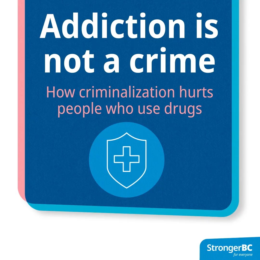 As of Jan. 31, 2023, adults aged 18+ in BC who possess 2.5g or less of certain illegal drugs for personal use will not face criminal charges. BC will be the 1st province to take this step to treat addiction as a health issue, not a criminal justice one.