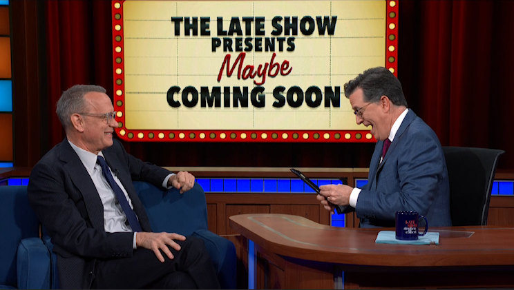 The iconic Tom Hanks and Stephen Colbert try to remember their new movies they've apparently co-starred in! Maybe coming soon to a theater near you. ๐ฅ ๐
