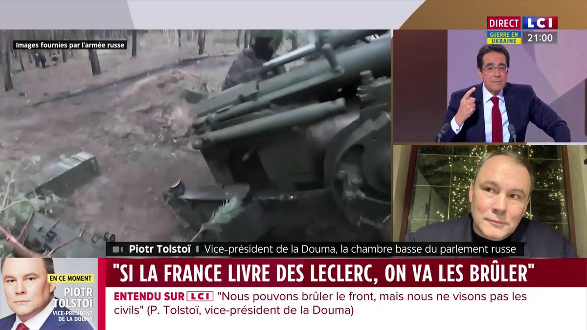 🔴🗣️ "Je ne crains rien. On s'en fout du tribunal. La Russie, c'est le plus grand pays d'Europe. On ne va pas vous donner la possibilité de nous juger." Piotr Tolstoï, vice-président russe de la Douma 📲 Dans #Le20hdeDariusRochebin Darius Rochebin