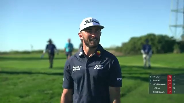 Live insight from @MaxHoma23 🗣️ Homa discusses his tee shot and thought process for his upcoming approach shot as he walks down the 13th fairway.