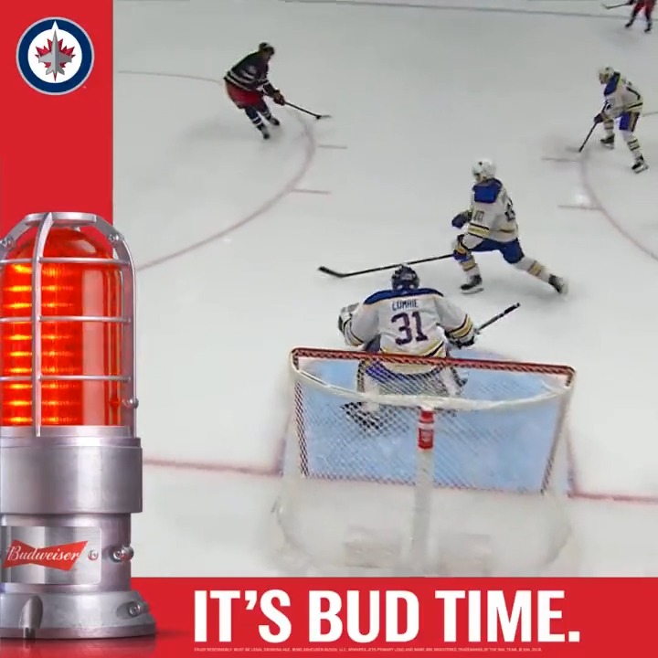 IT'S BUD TIME! Which Winnipeg Jet will score first tonight? Reply with the hashtag #ItsBudTime for a chance to win a Budweiser Red Light! Rules & Regulations ▶️ 18+ | #GoJetsGo | #ad