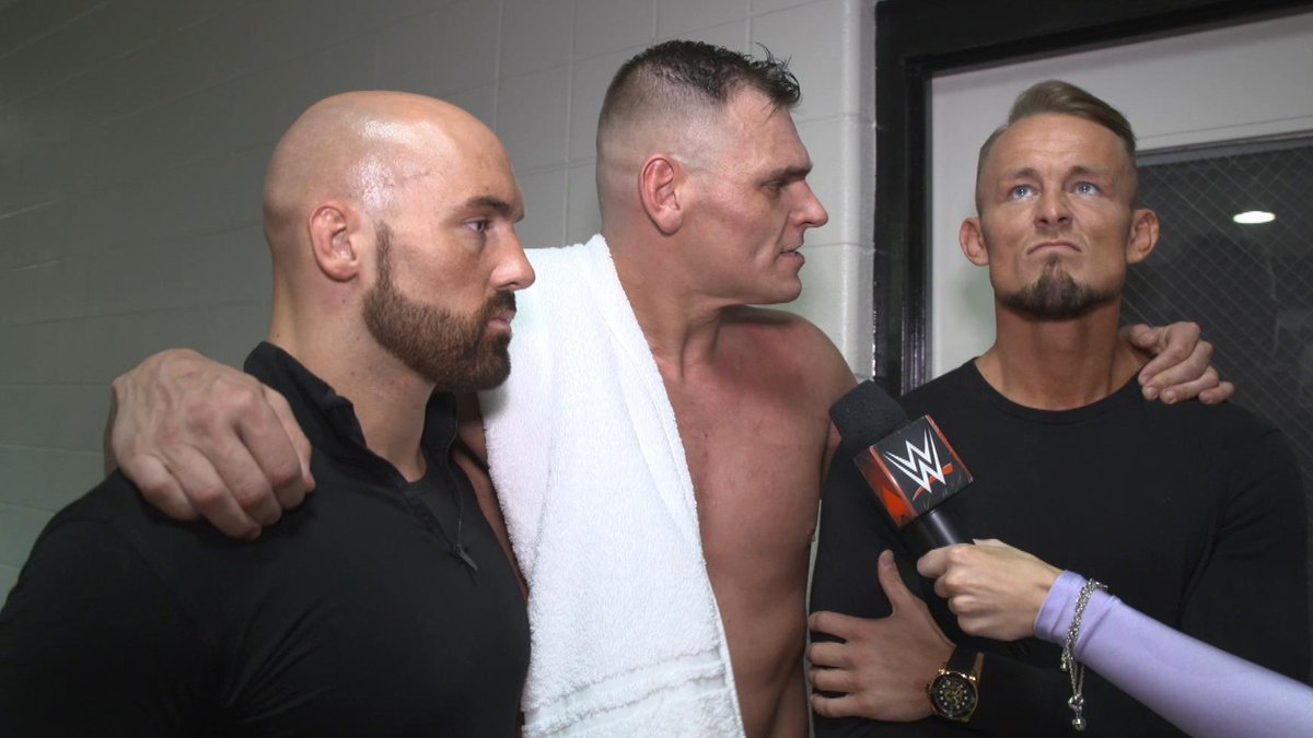 After entering No. 1 and lasting over an hour and 10 minutes, GUNTHER says he's showing why he and #Imperium are the standard in WWE. #RoyalRumble