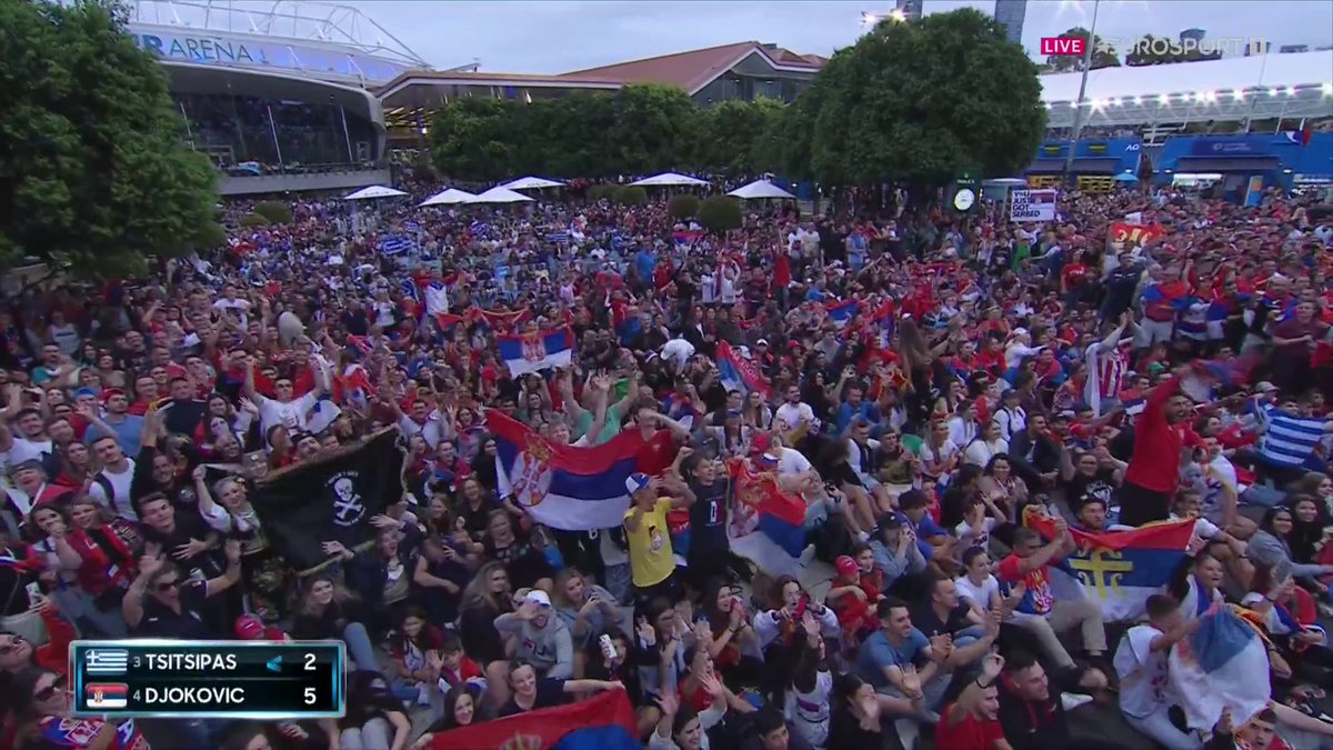 Just look at the support for Novak Djokovic outside Rod Laver Arena 😲🇷🇸