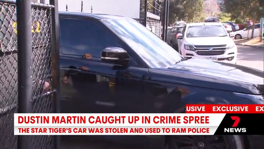 Richmond superstar Dustin Martin has unwittingly been caught up in a crime spree. Mitch Cleary with the exclusive details. 7AFL #7NEWS