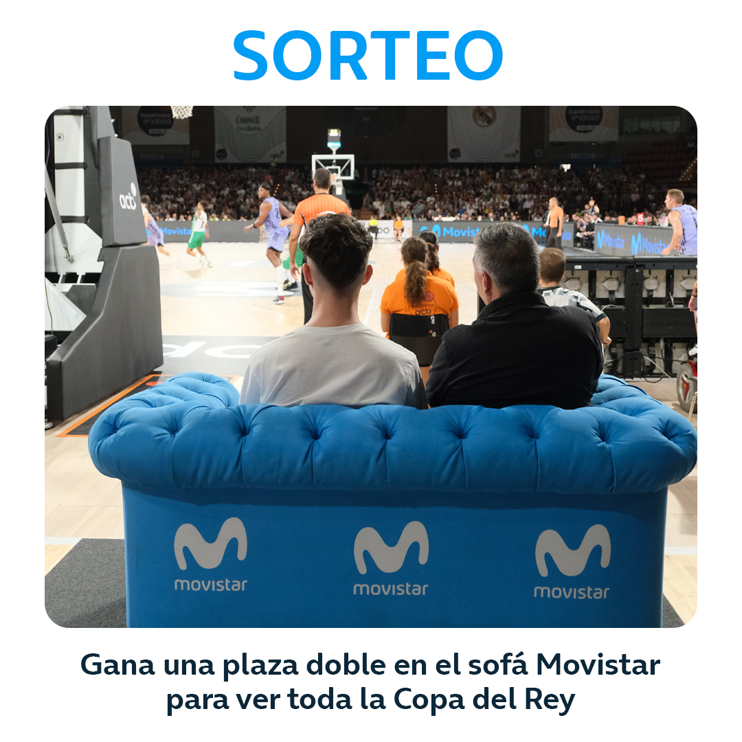 #SORTEOSofáMovistar: ¿Crees que el baloncesto no se ve en ningún sitio como desde el sofá de casa? ¿Y si ponemos un sofá a pie de pista? Vive la #CopaACB de una forma única: 1⃣Síguenos 2⃣Haz RT 3⃣Contesta mencionando a tu amigo que también prefiere ver el basket "desde el sofá".