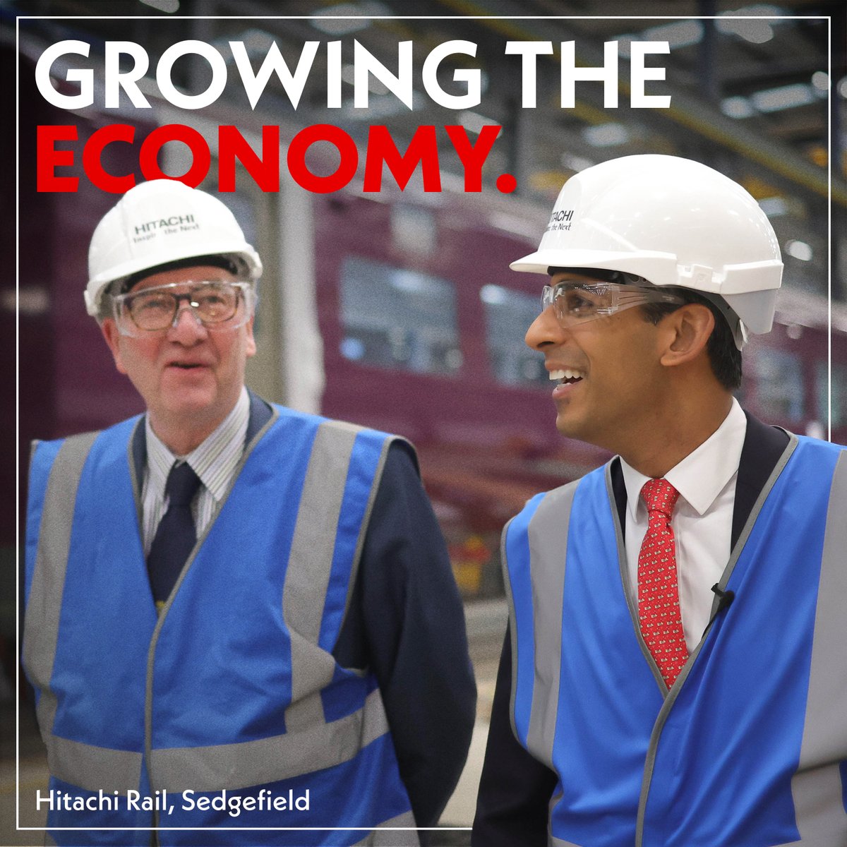 One of our 5 priorities is to grow the economy. To do that, we are supporting high-skilled jobs across the United Kingdom. Rishi Sunak visits Hitachi Rail in County Durham with @PaulHowellMP 👇