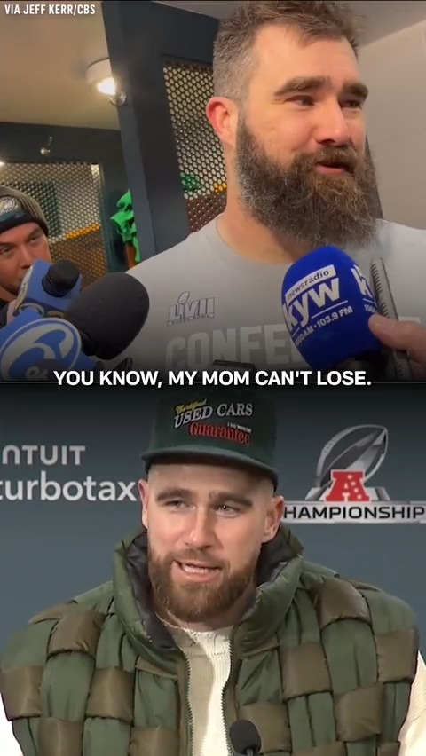 "My mom can't lose." Donna, you are a Super Bowl champion! 😂 Jason Kelce Travis Kelce (via @JeffKerrCBS)