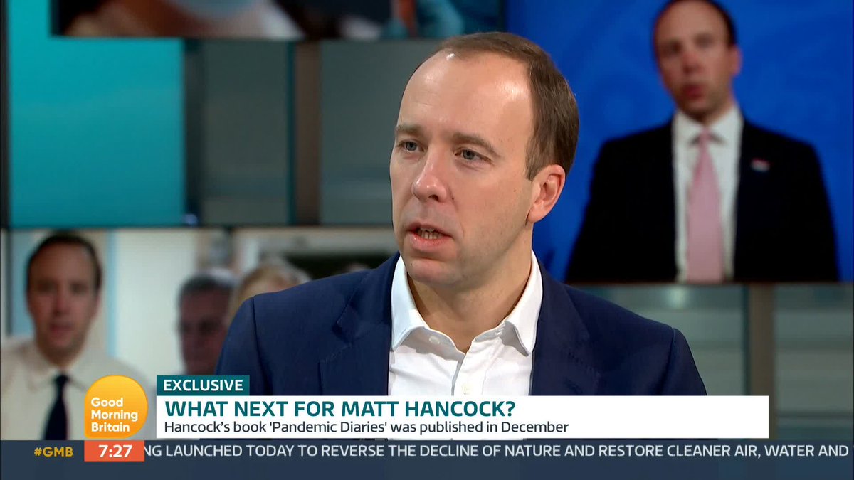 .Susanna Reid questions Matt Hancock on why he didn't follow his own guidelines during the pandemic. The former Health Secretary says 'I'm only human' and 'we all have our frailties and I fell in love.'