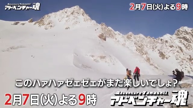 ご視聴ありがとうございました🙏 来週は、#坂口佳穂 さんが積雪の #宝剣岳 #登山 に挑みます🏔 最新話の見逃し配信はTVerで💁‍♀️ 動画をタップ👇 #東野幸治 #アドベンチャー魂 #アド魂 #コージの大冒険 #山岸慎英