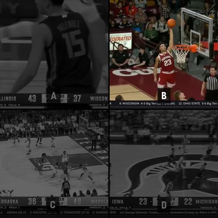 Best Big Ten Men's Basketball dunk from the week that was? 🤔 A. Illinois Men's Basketball's RJ Melendez B. Indiana Basketball's TJD C. Maryland Men’s Basketball' Donta Scott D. Michigan State Men's Basketball's Malik Hall E. ✍️