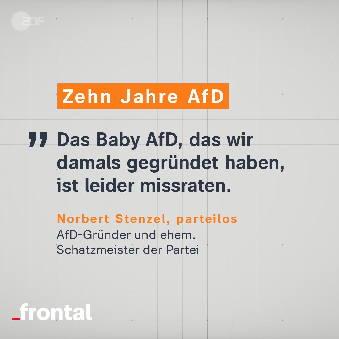 Zehn Jahre #AfD: Von den Gründungsmitgliedern sind die meisten inzwischen ausgetreten, die Partei ist im politischen Spektrum immer weiter nach Rechtsaußen gewandert. #ZDFfrontal über die Gründe, 21Uhr im ZDF: ZDFheute
