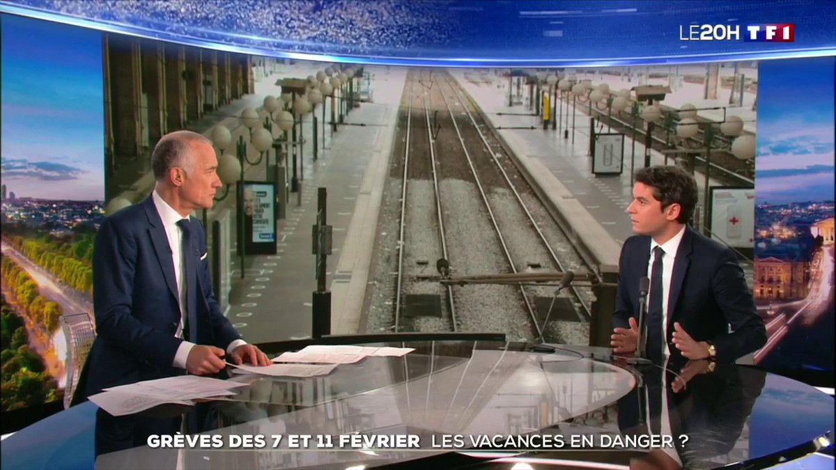 🔴#ReformeDesRetraites Gabriel Attal : "Mon message aux syndicats est clair : si vous continuez à vous mobiliser, continuez à le faire en respectant les Français qui travaillent car lorsqu'il y a des blocages, c'est toujours eux qui trinquent." #LE20H de Gilles Bouleau sur TF1
