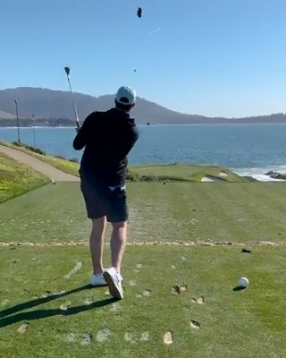 The man can do it all 💪 Josh Allen takes on the iconic 7th hole @ATTProAm.