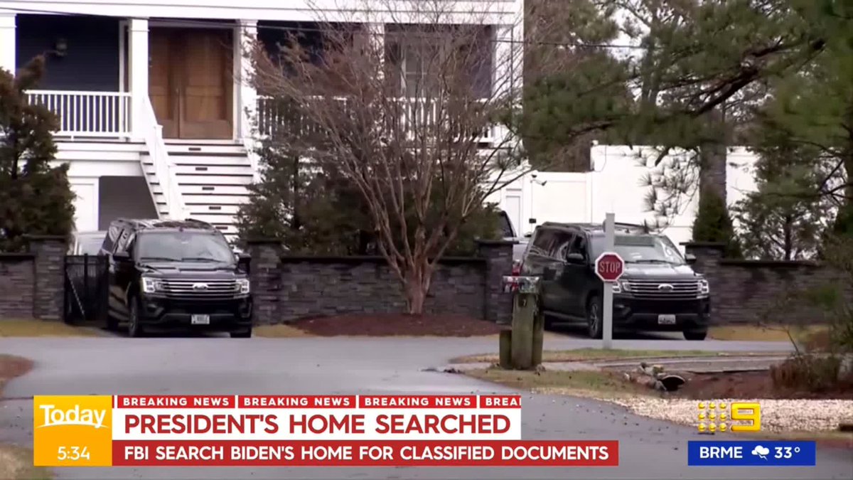 #BREAKING: The FBI has just searched US President, Joe Biden's home in Delaware. Alison Piotrowski #9News