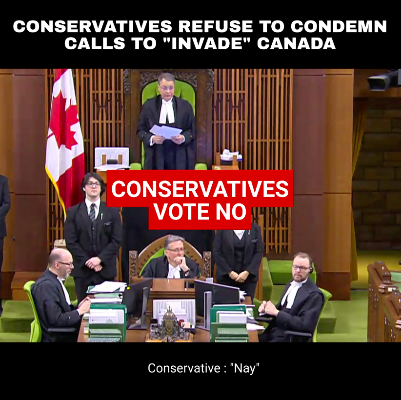 Yesterday, the Conservatives blocked our motion to condemn Tucker Carlson who called for U.S. Armed Forces to invade and “liberate Canada.” Instead of standing up for Canada, the Conservatives sided with Tucker Carlson &amp; his attack on our democracy. Shame on you Mr. Poilievre.