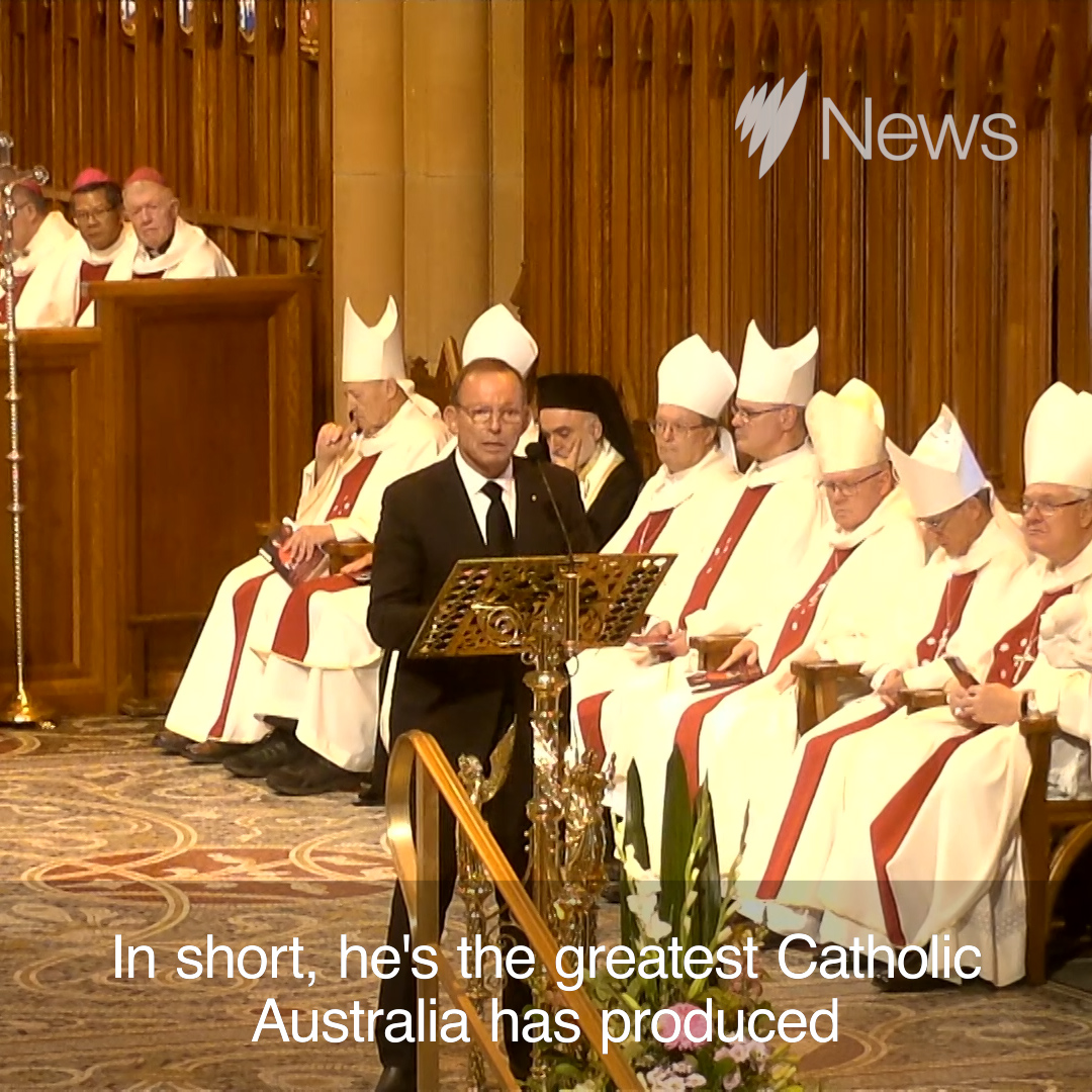 "He's the greatest Catholic Australia has produced" said Tony Abbott at George Pell's funeral. Read more: