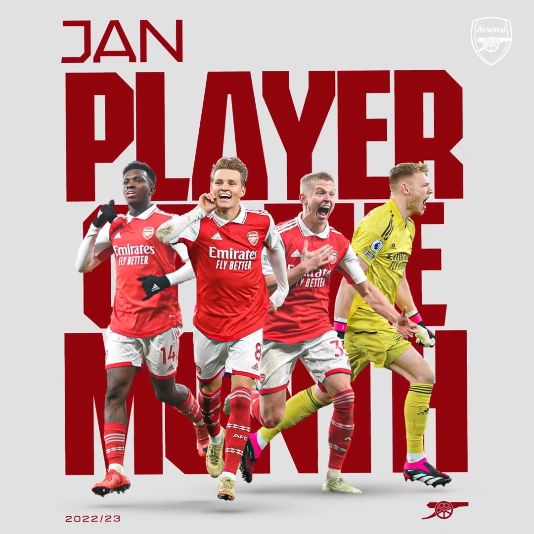 ๐ Itโs January Player of the Month time ๐ช ๐ Nketiah ๐ Zinchenko ๐งค Ramsdale ๐ซ Odegaard ๐ณ Get voting, Gooners ๐