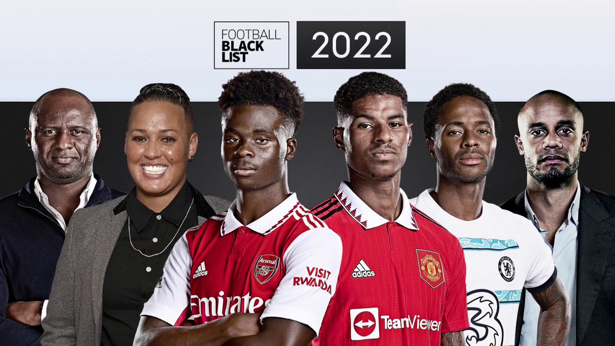 Bukayo Saka, Raheem Sterling and Marcus Rashford are among those to be named on the Football Black List 2022. 👏