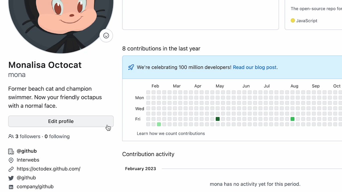 We recognize that many of our users are active on lots of social media platforms. So we've made it easier for you to link them with your GitHub profile.