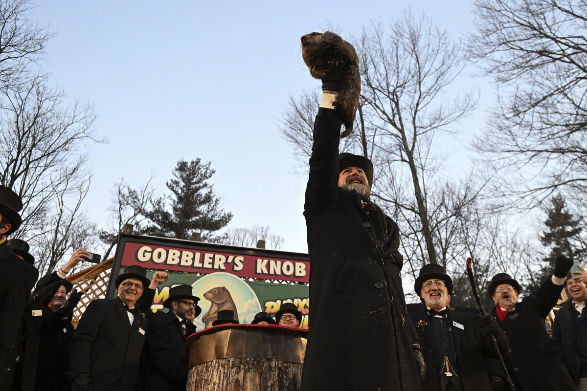 Groundhog Punxsutawney Phil has made his annual prediction — it's six more weeks of winter weather!