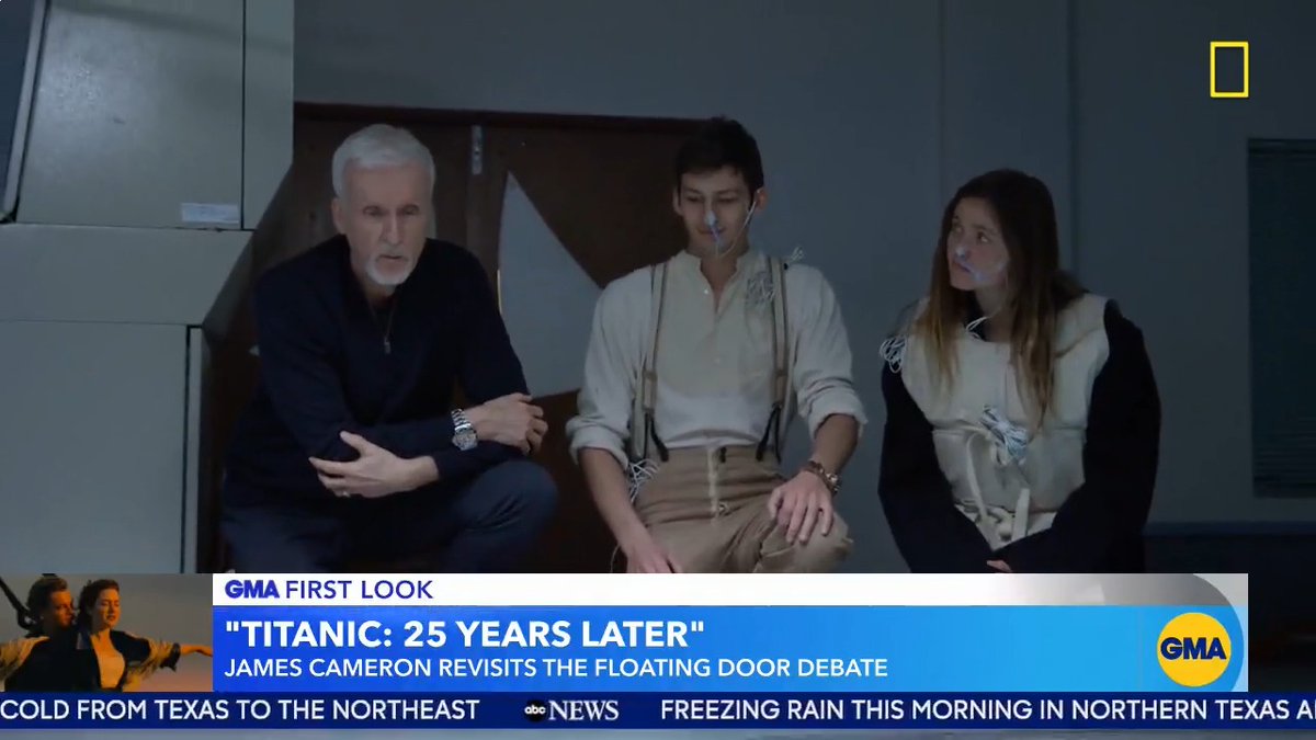 .Good Morning America FIRST LOOK: @natgeo special “Titanic: 25 Years Later with James Cameron” will settle the debate once and for all: could Jack have survived? James Cameron @natgeotv