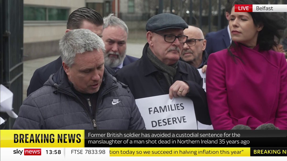 The family of Aidan McAnespie say they are "disappointed" that the "truth wasn't told" in court about his killing during the Troubles. Former British soldier David Holden, found guilty of manslaughter, has avoided jail.
