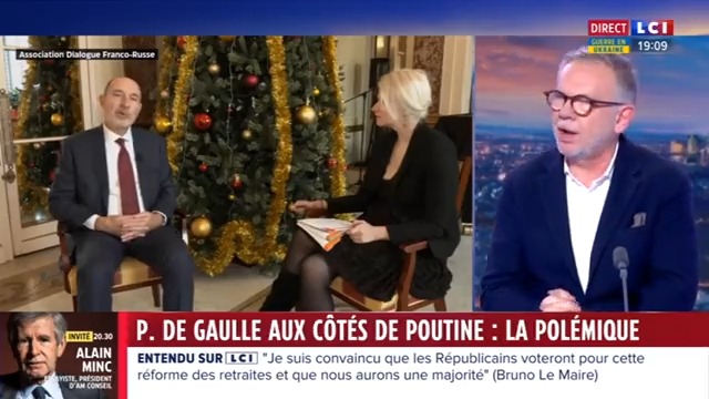 ▶️ #Russie - Pierre De Gaulle, le petit-fils au discours pro-russe “Charles De Gaulle n’a jamais quitté l’Alliance Atlantique. Ce que dit le petit-fils ce sont des idioties et je comprends que la famille ai l’impression d’être déshonorée.” jean-dominique merchet #24hPujadas #LCI #La26 ⤵️