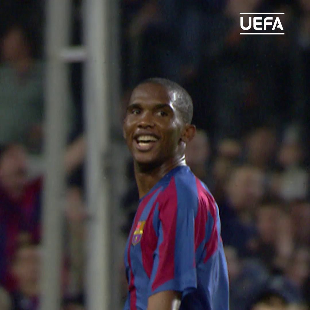 Journée des triplés ⚽⚽⚽ #UCL Tête, pied gauche, pied droit, l'incroyable triplé signé Samuel Eto'o 🇨🇲 en 2005🤩