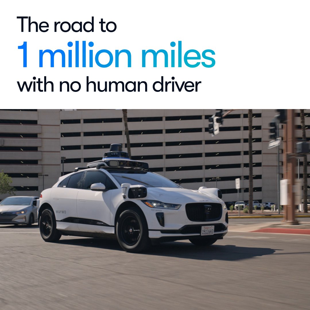 Making history: our first 1M miles with no human driver on public roads ✅. Here’s to millions more!