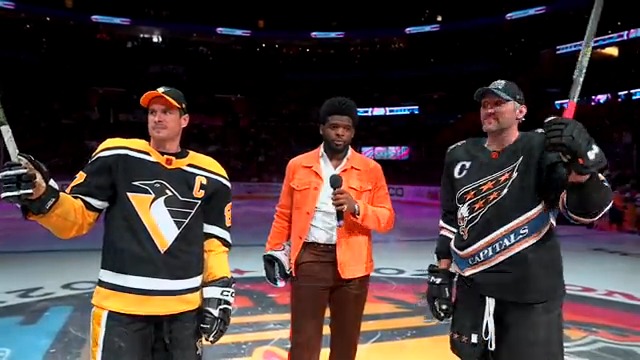 WHAT A LINE! Two hockey legends and one star in the making.