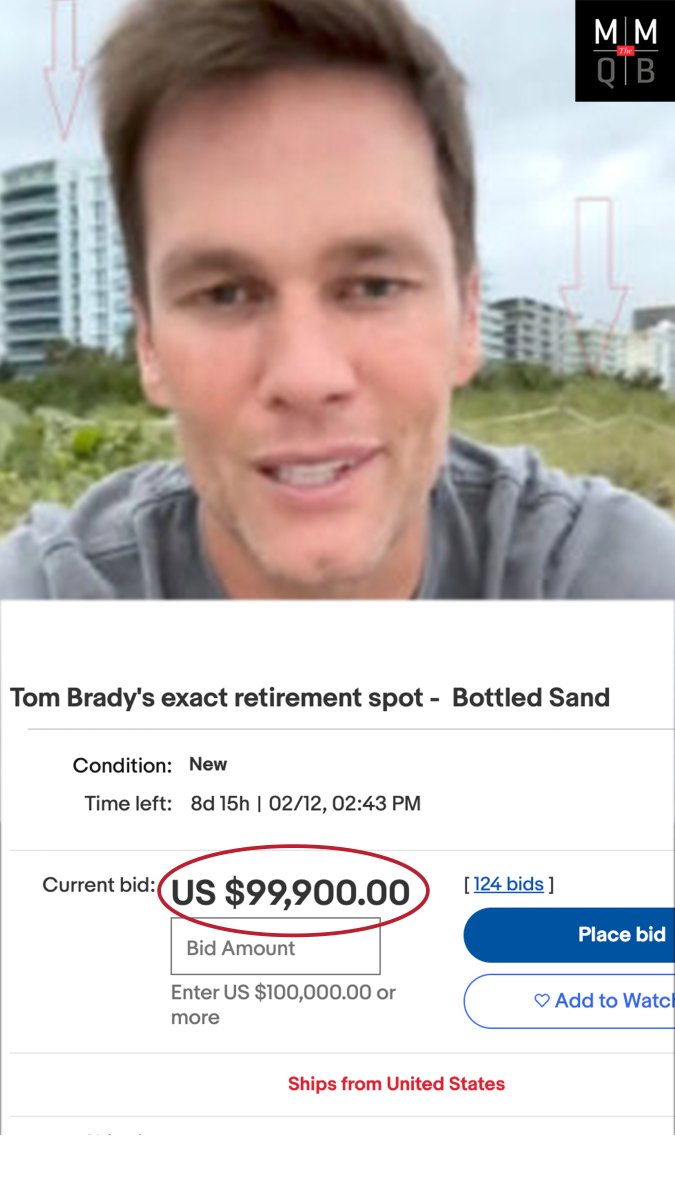 🚨 BREAKING: Sand from the beach where Tom Brady announced his retirement is selling on eBay for just under $100K… 🤯 (🎙 Claudette Montana)