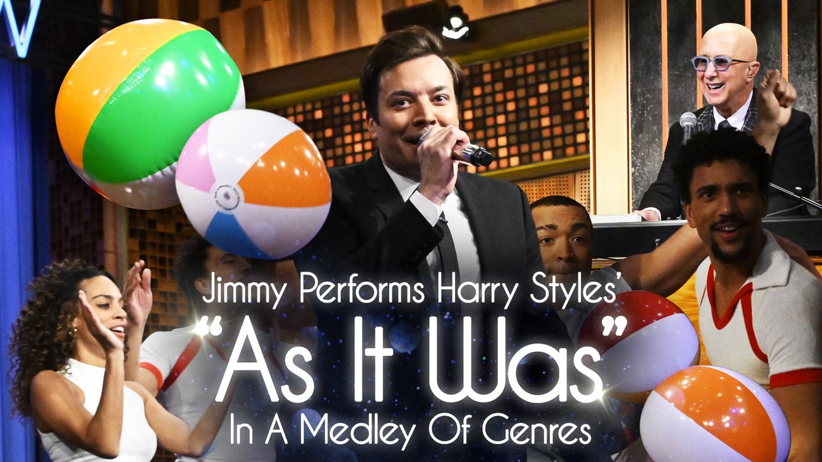 .Jimmy Fallon performs Harry Styles.' #AsItWas in a medley of genres and makes his case for why it should be the #GRAMMYs Song of the Year ft. Paul Shaffer! GRAMMYS #FallonTonight