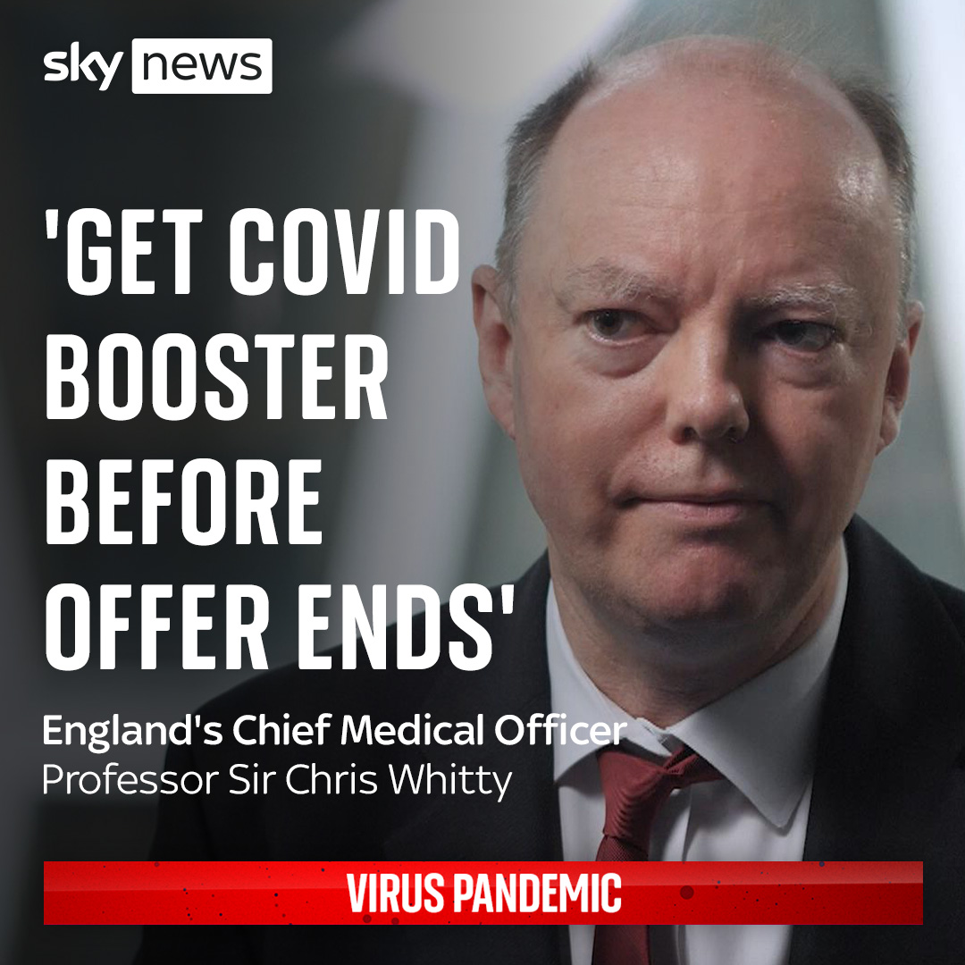 Professor Sir Chris Whitty says the booster vaccine is a 'very important part of immunity to COVID' and is urging people to 'get their COVID booster before the offer ends' on Sunday 12 February. Read more: