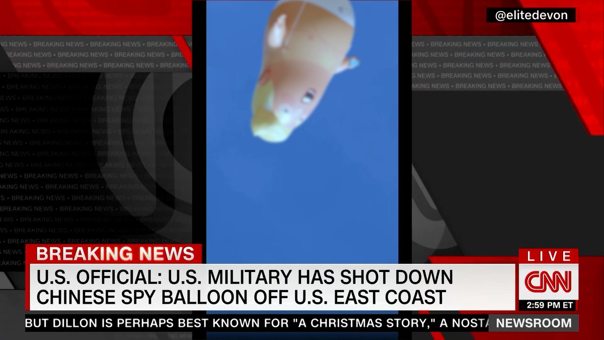 🔥BREAKING: From CNN NEW Footage of the Chinese Balloon being #ShotDown off the shores of South Carolina in The Atlantic by a NORAD F-22 on the orders of Dark Brandon. He will star in Top Gun 3! Mission Accomplished! RT from The Good Trouble Show with Matt Ford #ChineseSpyBalloon