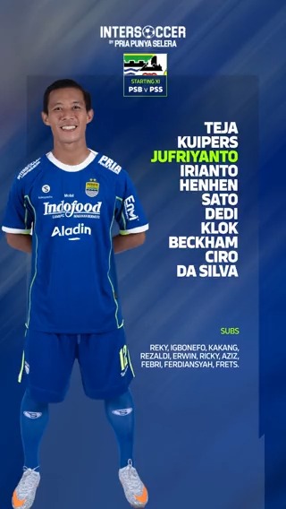 Susunan pemain di pertandingan melawan PSS, sore ini 🔵 Supported by Intersoccer.id #PERSIB #PERSIBDAY #PriaIntersoccer