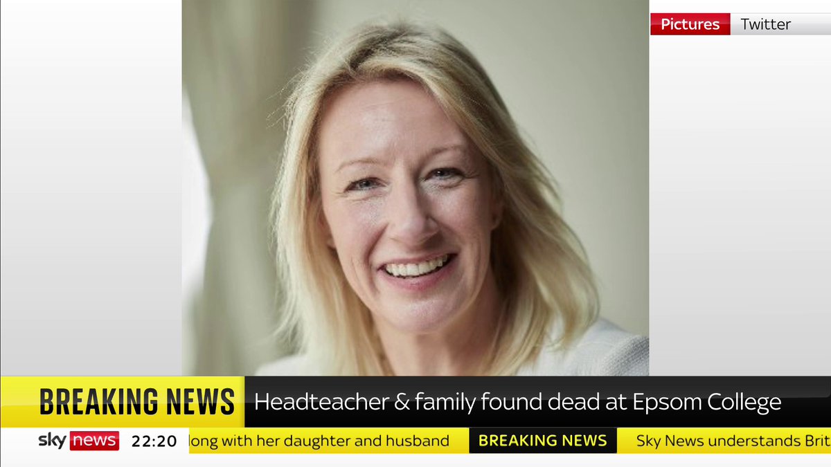BREAKING: The head of Epsom College has been found dead along with her husband and young daughter. Read more here: 📺 Sky 501, Virgin 602, Freeview 233 and YouTube