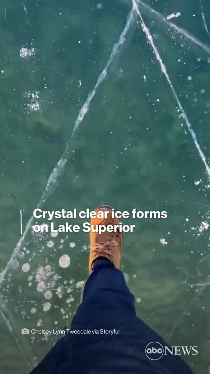 NICE ICE: Subzero temperatures froze a layer of crystal clear, inches-thick ice over an area of Lake Superior in Michigan.