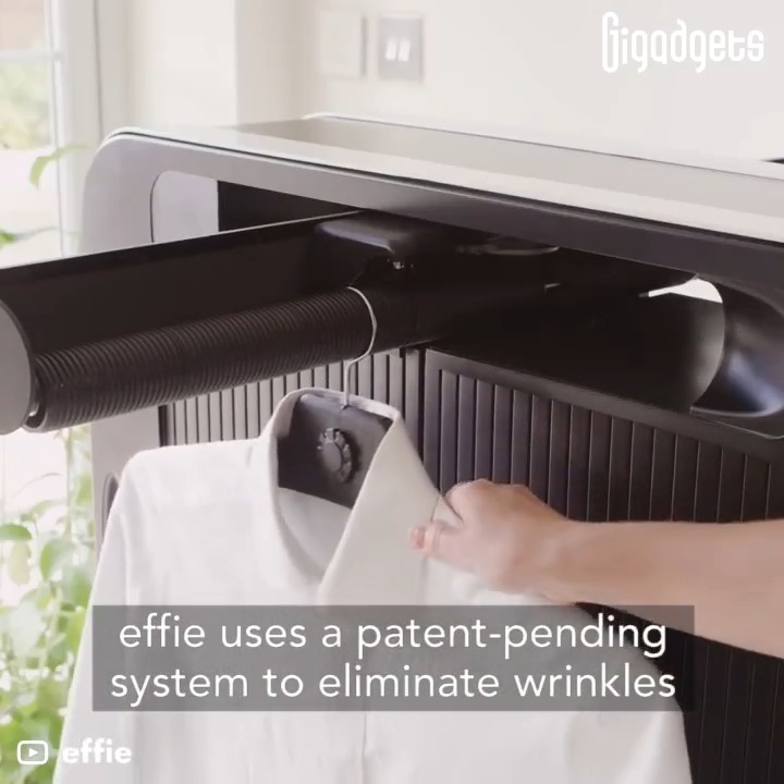This machine automatically irons and drys your clothes at once. effie is an automated domestic ironing machine that provides a quick and simple solution especially for people who dread or hate ironing. #gigadgets #household #futuristic #sewing #ironing