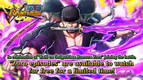／ #RaidZoro joins #BountyRush You can watch Zoro TV anime ONE PIECE episodes free for a limited time!! ＼ Currently 8 episodes from "East Blue" to "Wano" are featured✨ Don't miss out! *Not available in some areas. ▼#ONEPIECE Official YouTube
