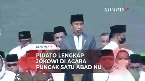 Presiden Joko Widodo membuka acara Resepesi Puncak Satu Abad NU di Stadion Delta Sidoarjo, Selasa (7/1). Dalam pidatonya, Jokowi mengatakan kini NU layak berkontribusi untuk masyarakat dunia.