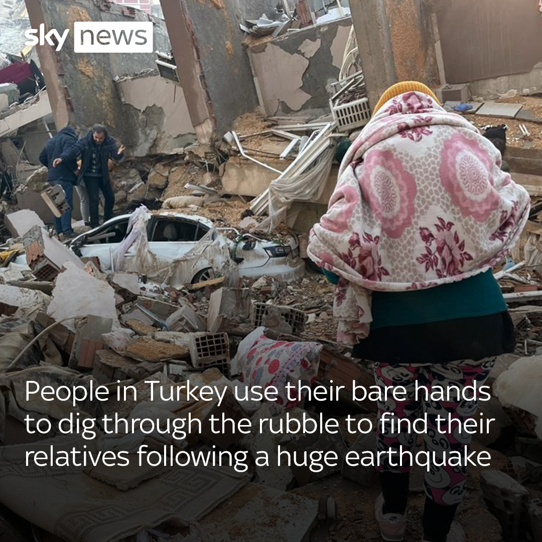 Sky’s Alex Crawford is in Antakya, Turkey where people are working to free their relatives from beneath the rubble of flattened buildings following a 7.8 magnitude earthquake. Read more:
