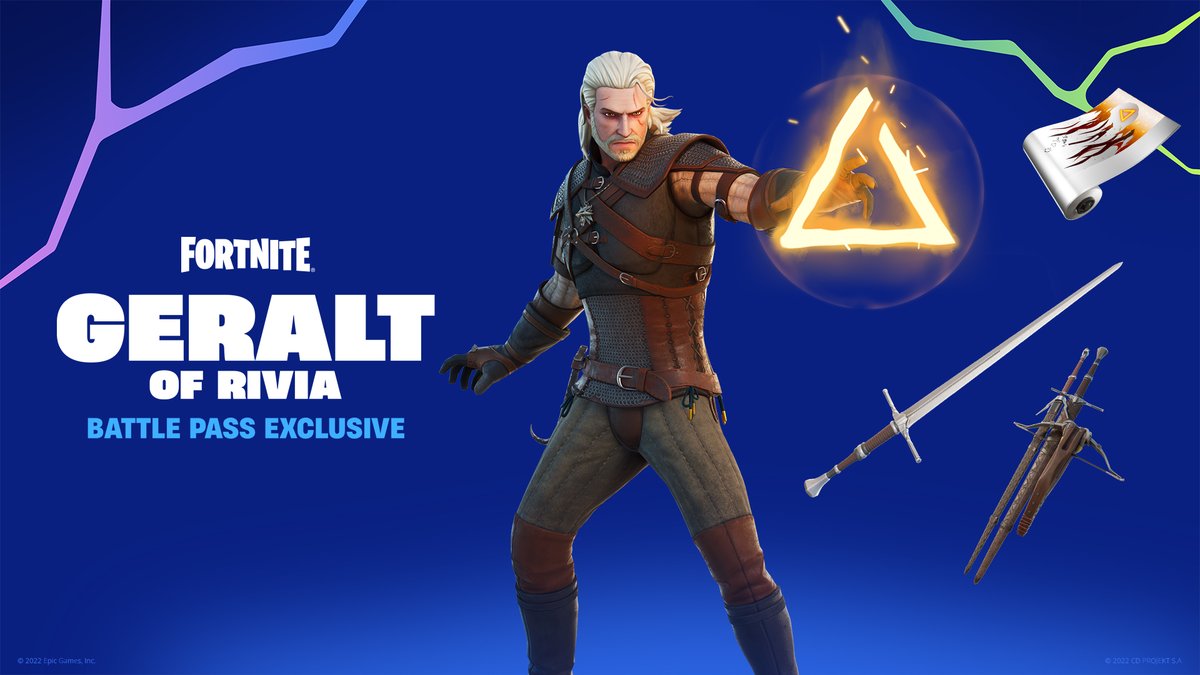 Always looking for a good fight, Geralt of Rivia is now available to unlock in FortniteGame! ⚔ Complete Battle Pass Quests to unlock Geralt, a Spray, Emotes and other Cosmetic rewards. ✨ Learn more: